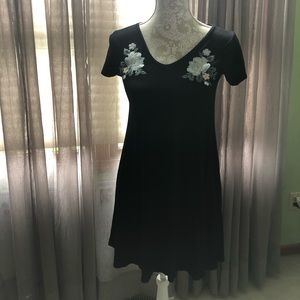 Black Dress with Embroidered Flowers
